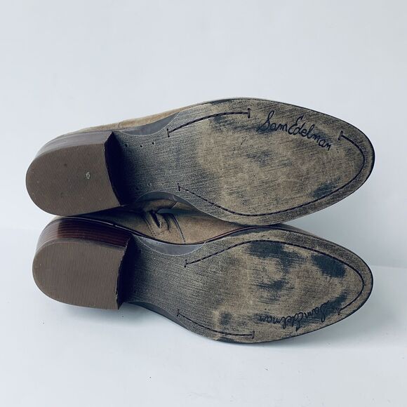 Sam Edelman Petty Ankle Booties Suede Taupe Side Zip Casual Fall Autumn 7.5 M - Picture 8 of 9